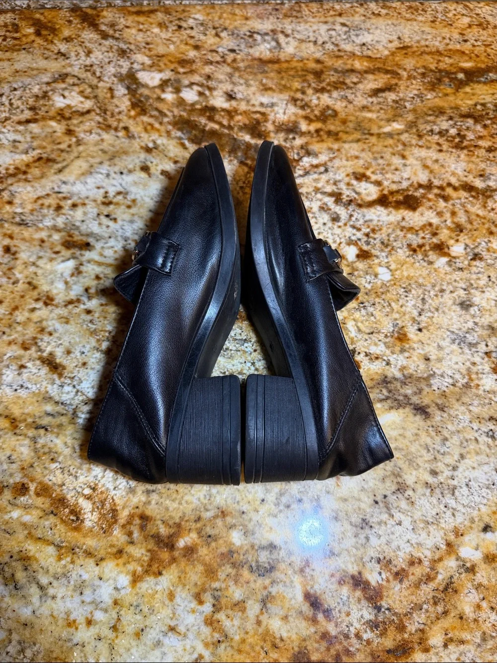 Miu Miu Black Leather Loafers with Brushed Gold Bit